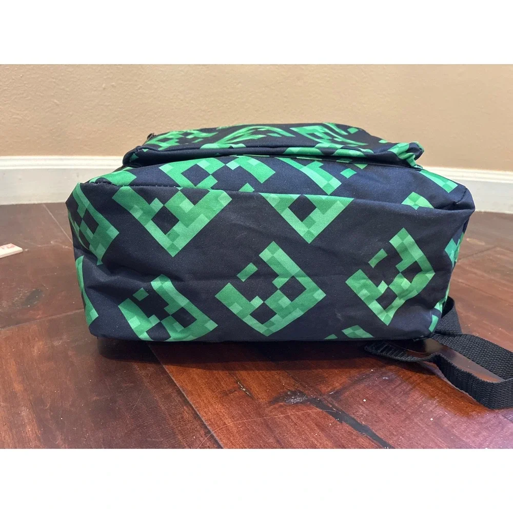 Minecraft Backpack OS Navy Green Creeper Pixel Print School Bag